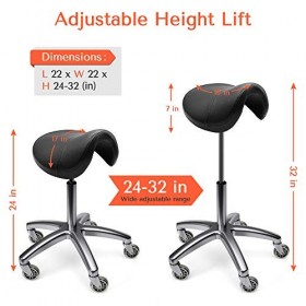 Tabouret roulant réglable TASALON - Selle ergonomique avec roues - Chaise roulante confortable pour salon de beauté - Taboure