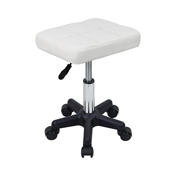 FURWOO Tabouret à Rouleaux rectangulaires avec Hauteur de Roue réglable Tabouret à Rouleaux pour Massage Spa Salon Noir