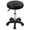 FURWOO Tabouret Rotatif Rond avec Roues PU Leahter Tabouret Roulant Hauteur réglable Spa Salon Massage Tabouret Noir