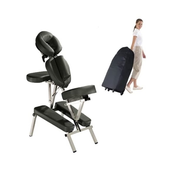 Porta-lite Advantage Chaise de massage : léger et facile à transporter, style professionnel avec amovible Pad Sternale [Noir]