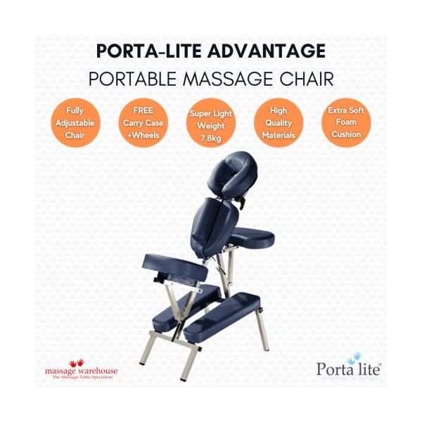 Porta-lite Advantage Chaise de massage : léger et facile à transporter, style professionnel avec amovible Pad Sternale [Noir]