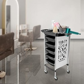 Chariot de travail, cosmétique, chariot de manutention, chariot de coiffure, chariot de coiffure, avec 5 tiroirs pour salon s