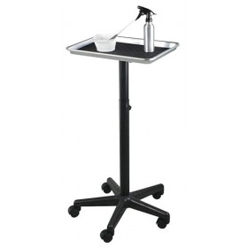 Chromium® PureSana Plateau mobile en aluminium pour salon de coiffure avec base en acier revêtu de poudre, réglable et à roul