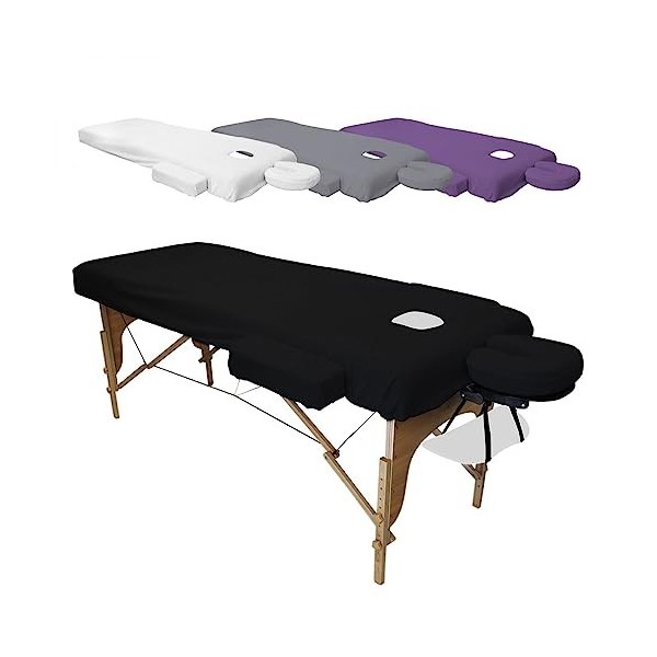 Vivezen - Drap housse de protection 4 pièces en éponge pour table de massage de 13 cm dépaisseur - 4 coloris