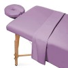 Parure de draps 3 pièces en microfibre pour table de massage - Drap-housse, drap plat et housse pour têtière lavande 