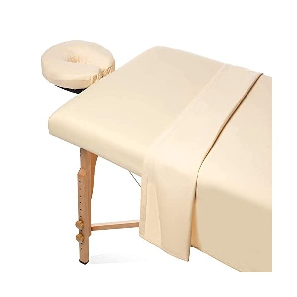 Parure de draps 3 pièces en microfibre pour table de massage - Drap-housse, drap plat et housse pour têtière lavande 