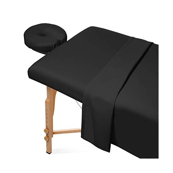 Saloniture Parure de lit 3 pièces en microfibre pour table de massage Housse de lit facial de qualité supérieure Comprend dra