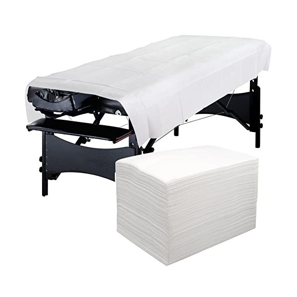 Lot de 50 Drap Jetable Table Massage, 100 x 200 cm Drap Non Tissé, Draps Jetables Pour Massage Spa Beauté, Drap de Lit Jetabl