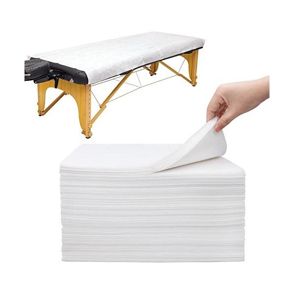 Xiaozhifu Lot de 100 Draps Jetables table de massage en non-tissé pour table de massage, 80 x 180 cm, pour salon de beauté, s