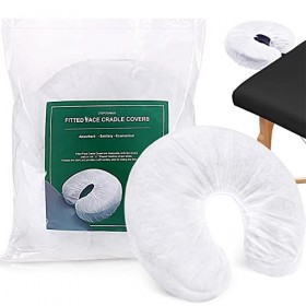 Noverlife 100PCS Couvre-berceau jetable, Housses d’oreiller de massage en forme de U non tissées, coussin d’oreiller facial a