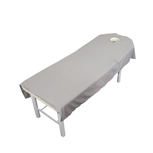 Frdun Drap de table de massage en lin uni avec trou pour le visage, housse de table de massage lavable élastique, housse de p