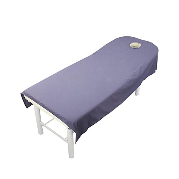 Frdun Drap de table de massage en lin uni avec trou pour le visage, housse de table de massage lavable élastique, housse de p