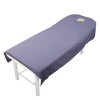 Frdun Drap de table de massage en lin uni avec trou pour le visage, housse de table de massage lavable élastique, housse de p