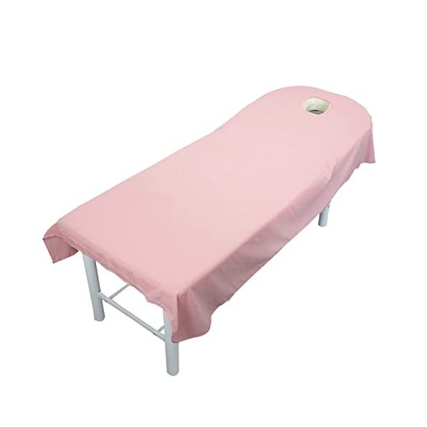 Frdun Drap de table de massage en lin uni avec trou pour le visage, housse de table de massage lavable élastique, housse de p