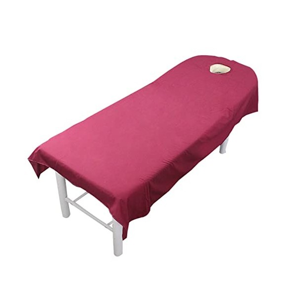 Frdun Drap de table de massage en lin uni avec trou pour le visage, housse de table de massage lavable élastique, housse de p