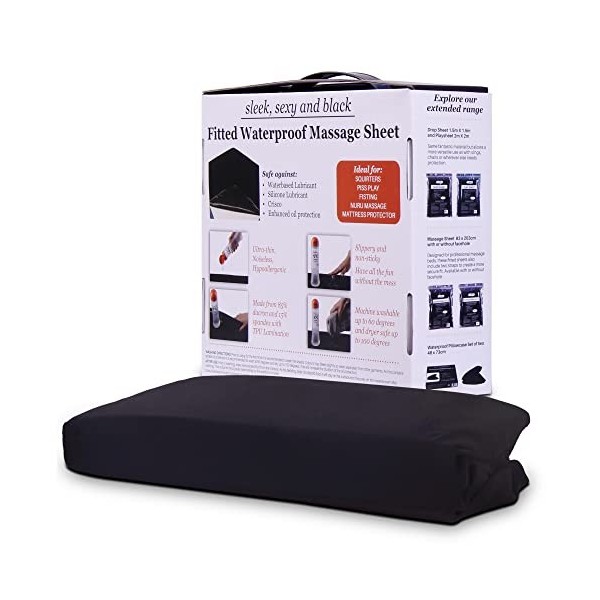 Drap-housse de massage imperméable noir super king size - Sans danger contre lhuile et le silicone - Hypoallergénique - 204 