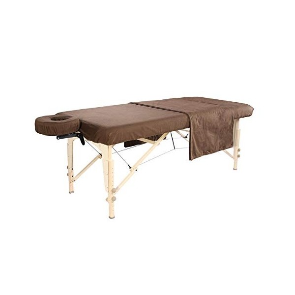 Ensemble flanelle 3 pièces coton pour table de massage Chocolat