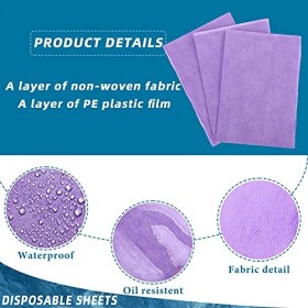 Lot de 50 draps de lit jetables imperméables en tissu non tissé pour spa, salon de beauté, hôtels violet 