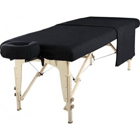 Master Massage Ensemble de draps de table de massage universels 3 en 1 en flanelle Noir