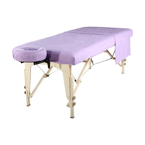 Master Massage Ensemble de feuilles de flanelle 3 en 1 couverture de lit, plaque plate, taie doreiller pour le visage Violet