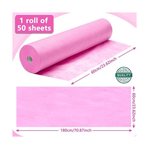 Lot de 2 rouleaux de draps de lit jetables non tissés - 61 x 180 cm - En papier non tissé - Imperméables - Respirantes - Pour