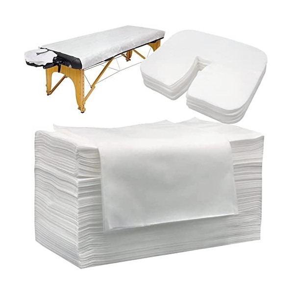 Tvvcalk Lot de 100 coussins jetables pour chaise longue de massage, 50 serviettes de massage jetables et 50 serviettes jetabl