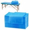 Lot de 100 draps jetables pour table de massage - Imperméable - En tissu non tissé - 80 x 190 cm - Bleu