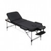 Table de Massage Pliante Aluminium Cosmetique Lit de Massage Portable, Housse de Transport, Noir, Dimensions : 185 x 60 cm MT