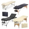 Table de massage mobile 3 zones pliable avec pieds en bois réglables en hauteur Charge max. 230 kg Noir