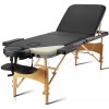 Careboda Table de Massage Professionnelle et Pliable 3 Section Bois Lit de Massage Portable Réglable en Hauteur avec Appui-tê