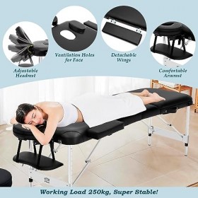 JL Comfurni® Table de massage pliante portable pour tatouage, soins de beauté et thérapies