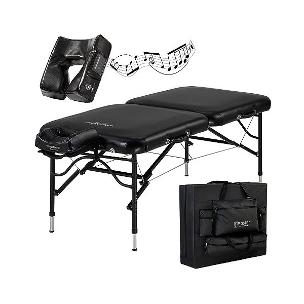 Master Massage Table de Massage Mobile avec NanoSkin et Structure Pliable en Aluminium Ultra légère avec Coussin Musical et H