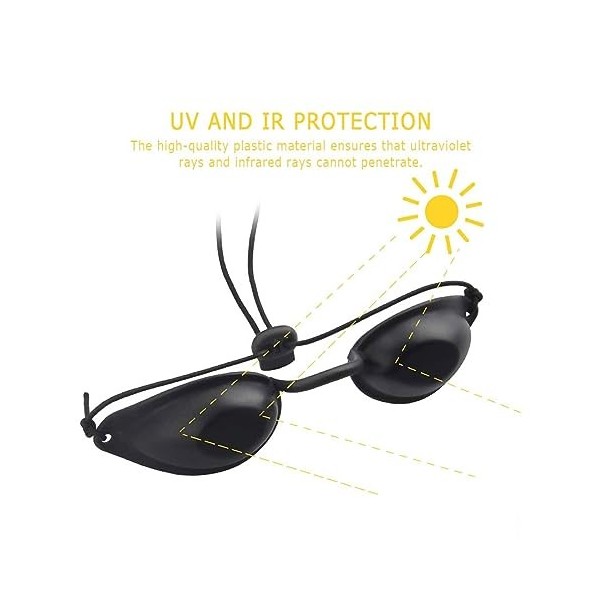 RGZD 2pcs Lunettes Bronzage, Lunettes de Solarium, Silicone Souple Durable Confortable, Lunettes de Protections Noir Convient