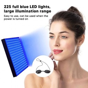 Lampe de Bronzage Bleue Complète à 225 LED avec Lunettes, éclairage de Grande Surface, Cadeau Idéal, 15W, 460nm Prise UE 