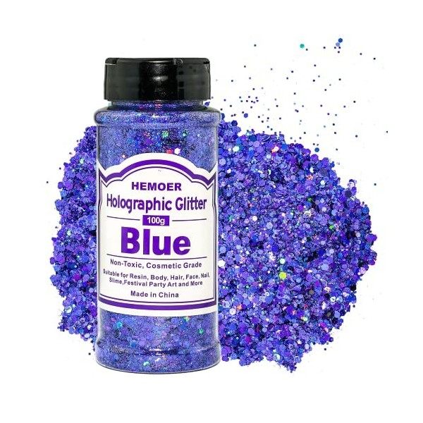 HEMOER Paillettes dopale jaunes, 100 g de paillettes chunky pour résine, visage, ongles, corps, artisanat, festival, fête d P...