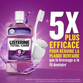 Listerine Bain De Bouche Quotidien, Total Care 6 En 1, Renforcement de la dentition, pour une Haleine Fraîche, Menthe, 500ml