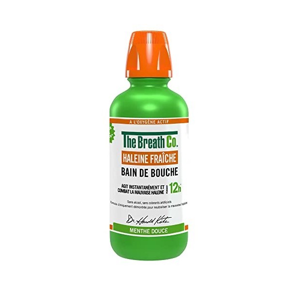 The Breath Co - Bain de Bouche Sans Alcool - Formule développée par un dentiste - Haleine Fraîche pendant 12 heures* - Menthe