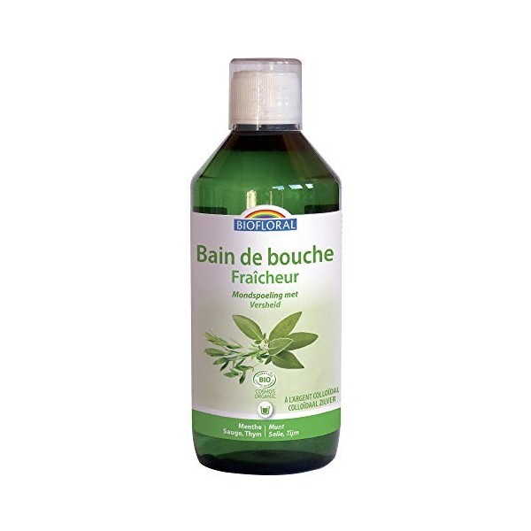 Biofloral Bain de bouche Fraîcheur à lArgent Colloïdal Bio, Fraîcheur naturelle, 500 ml