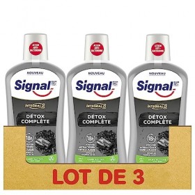Signal Bain de Bouche Intégral 8 Charbon Antibactérien, Soin bucco-dentaire, Pouvoir blanchissant Lot de 3x500ml 