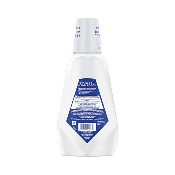 Crest - 3D White Glamorous White - Multi- Soins Blanchissant - Parfums Menthe Fraiche, Bain De Bouche 946 Ml