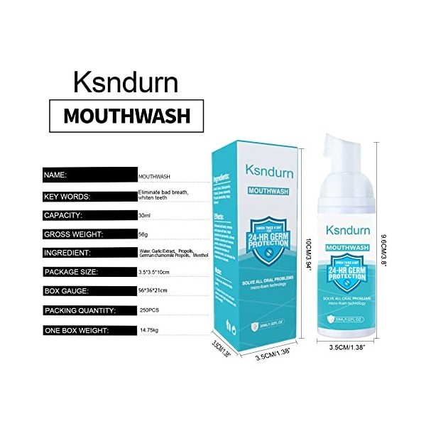 Teethaid Bain de Bouche, Ksndurn Mousse Blanchissante Pour Les Dents 1 Pièce - Haleine Fraîche, Santé Dentaire, Soins Bucco-D