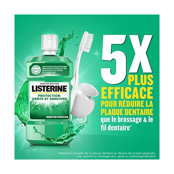 Listerine Bain de Bouche Quotidien, Protection Dents et Gencives, pour une Haleine Fraîche, 750ml x4