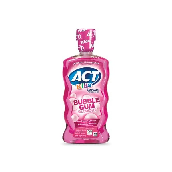 Act - Anticarie Enfant Parfums Bubblegencives, Sans Alcool, Bain De Bouche Au Fluore - 16.9 Fl Oz