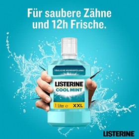 LISTERINE Cool Mint 1 litre , rinçage buccal antibactérien aux huiles essentielles et au goût intense de menthe