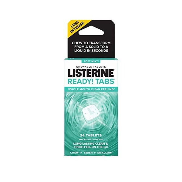 Listerine Ready! Tabs Lot de 24 comprimés à mâcher saveur menthe douce