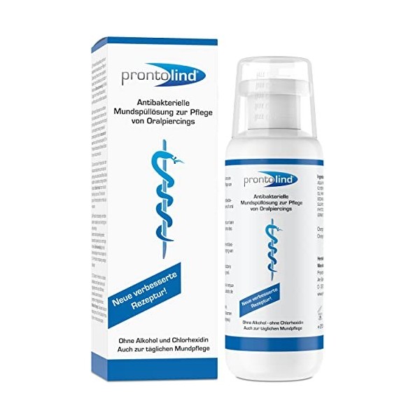 ProntoLind - Solution de rinçage buccal pour le soin des piercings buccaux - 250 ml