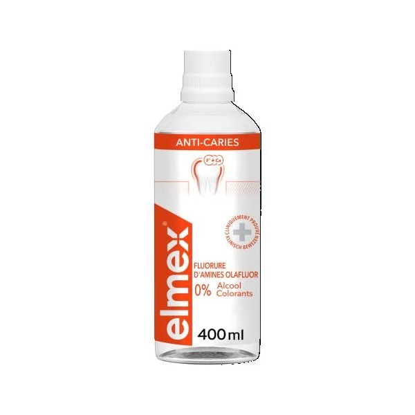 elmex - Solution dentaire Anti-Caries - Reminéralise et aide à protéger contre les caries - Rafraîchit lhaleine - 400 ml - L