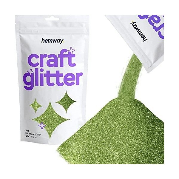 Hemway Craft Glitter 100 g 3,5 oz Chunky 1/40" 0.025" 0.6MM Lime Green Paillettes et micro-billes