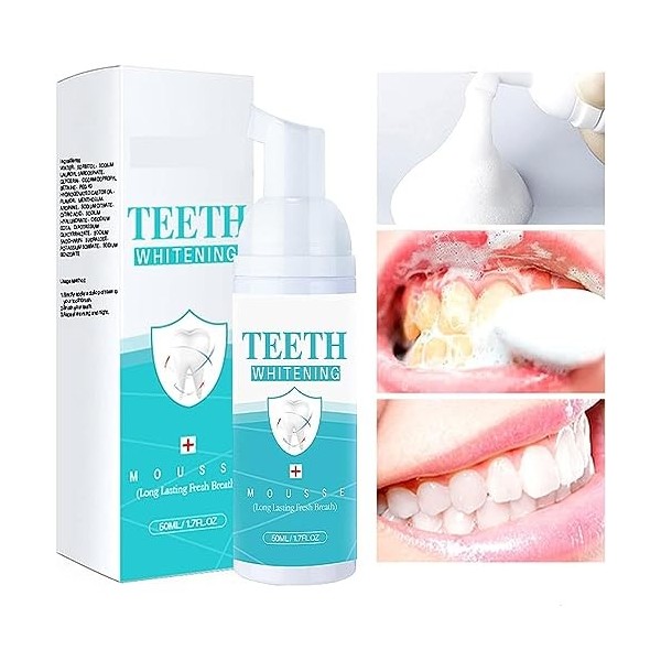 2pcs Teethaid Bain de Bouche,Teethaid Mouthwash,Teeth Whitening Foam Toothpaste,Teeth Aid Mouthwash Élimination du Tartre,éli