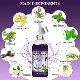 Bain de Bouche concentré, Bain de Bouche Mauvaise haleine, Concentré de Nettoyage buccal, Bain de Bouche Santé Gommes pour de